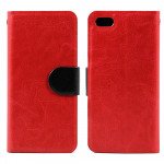 Wholesale iPhone 4S 4 Slim Flip Leather Wallet Case (Red - Black)